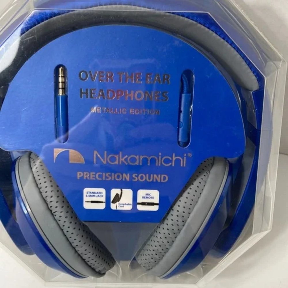 Nakamichi Precision Sound Over The Ear Headphones Metallic Edition Blue Wired